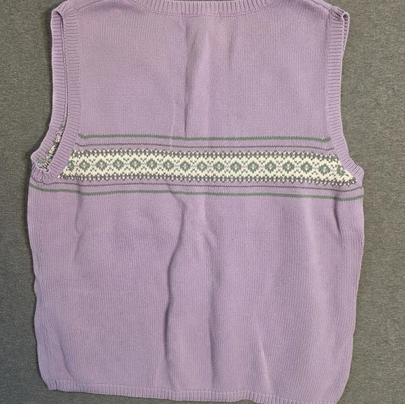Vintage Old Navy Lavender Knit Sweater Vest Argyle Print Womens Xl Cottagecore - Picture 6 of 6
